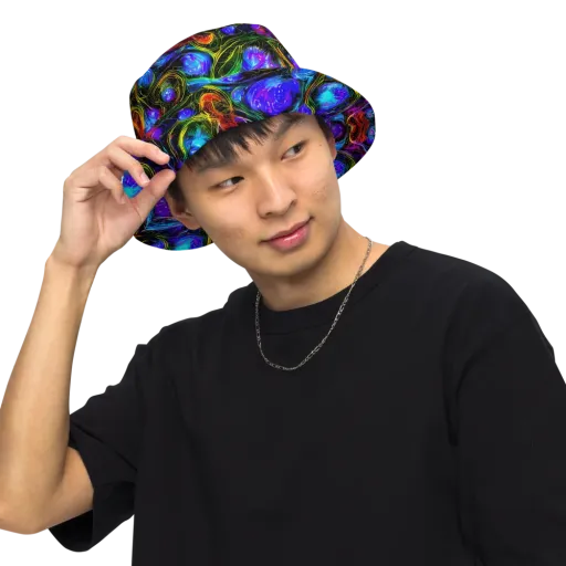 Neon Wildflower on a Reversible Bucket Hat
