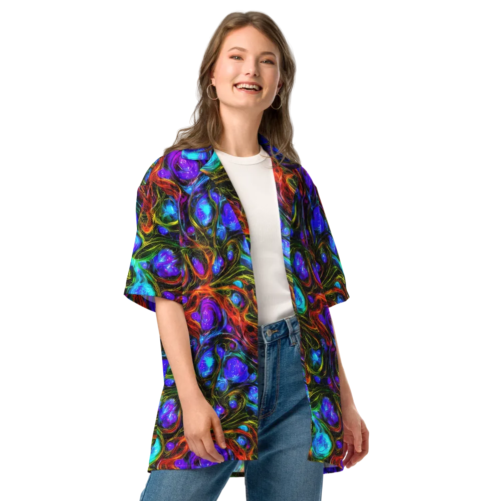 Neon Wildflower on Button Shirt — Front