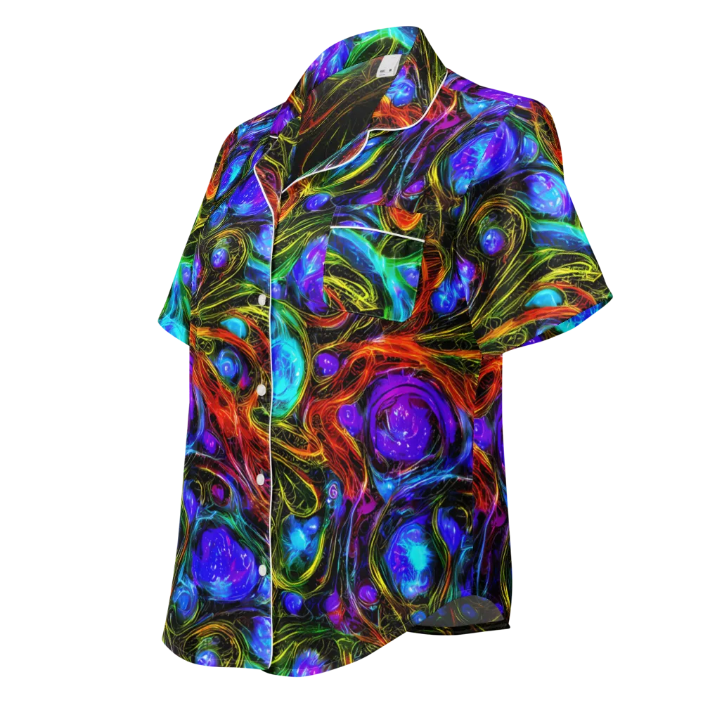 Neon Wildflower on Women's Short Sleeve Pajama Top — Left Front