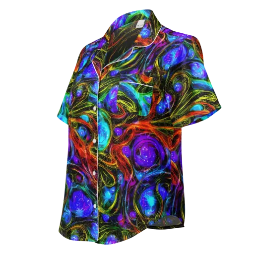 Neon Wildflower on a Women's Short Sleeve Pajama Top