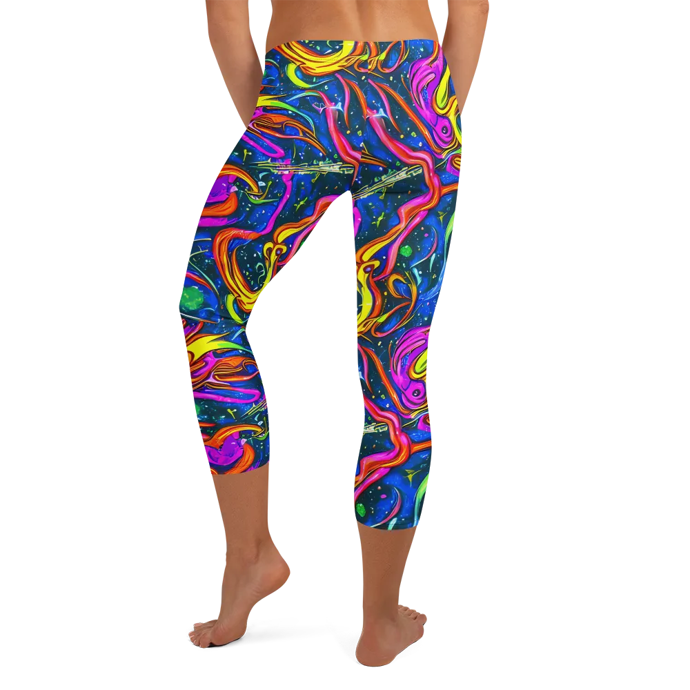 Galaxy Groove on Capri Leggings — Back