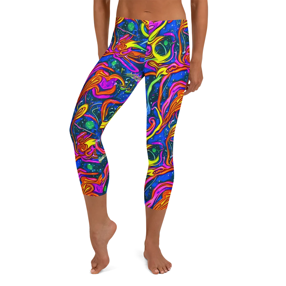 Galaxy Groove on Capri Leggings — Front