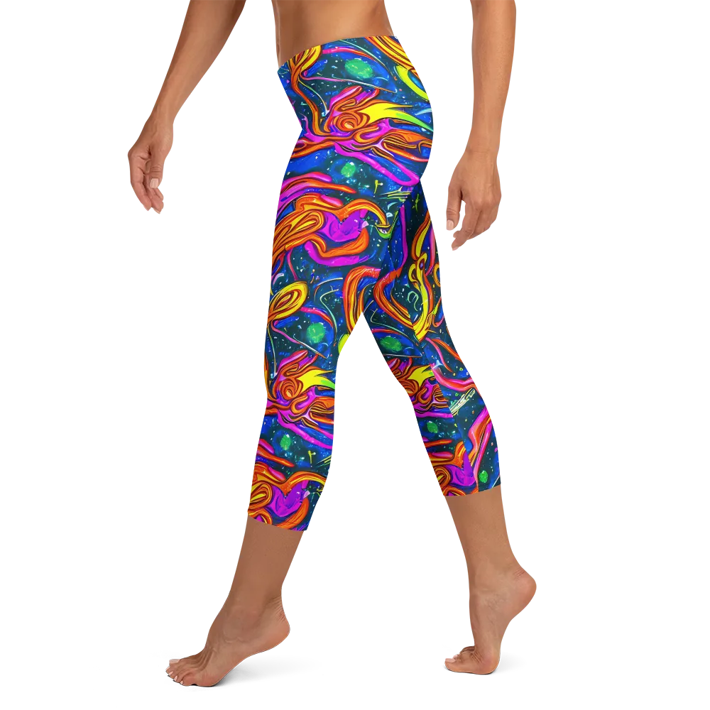 Galaxy Groove on Capri Leggings — Left