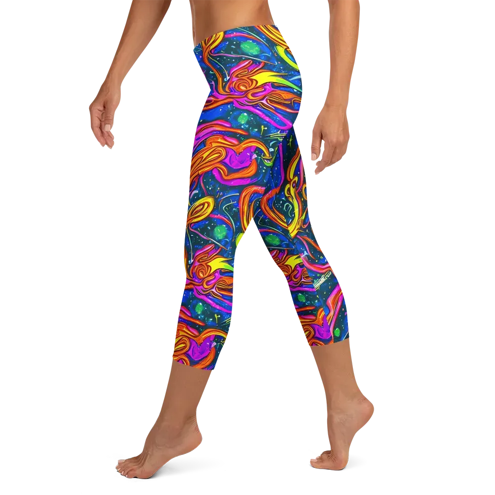 Galaxy Groove on Capri Leggings — Left