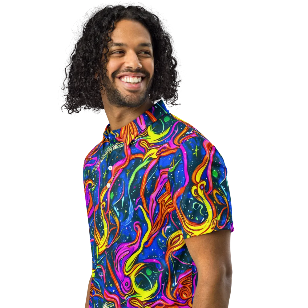 Galaxy Groove on Men's Slim Fit Polo Shirt — Left Front