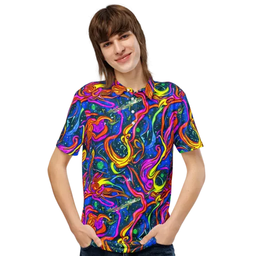 Galaxy Groove on a Men's Slim Fit Polo Shirt