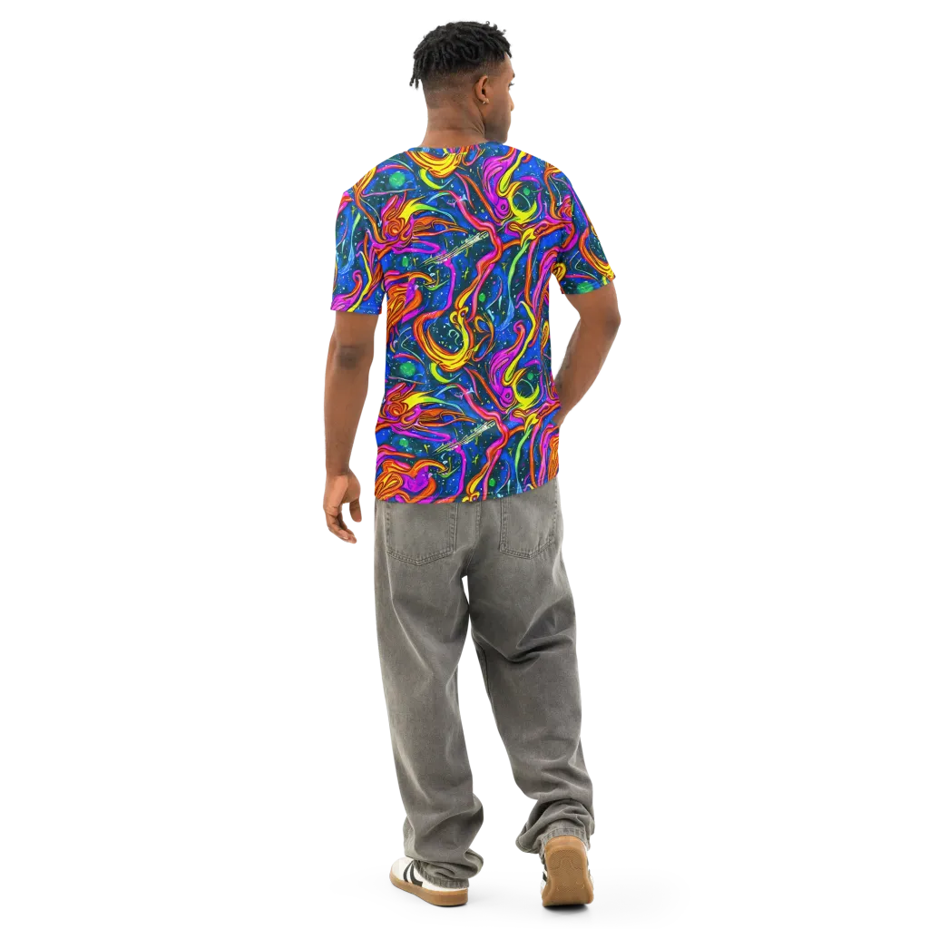 Galaxy Groove on Men's Cotton Crew Neck T-Shirt — Back