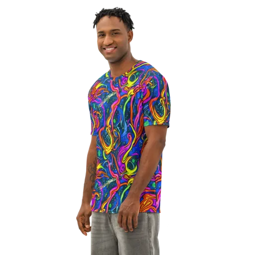 Galaxy Groove on a Men's Cotton Crew Neck T-Shirt