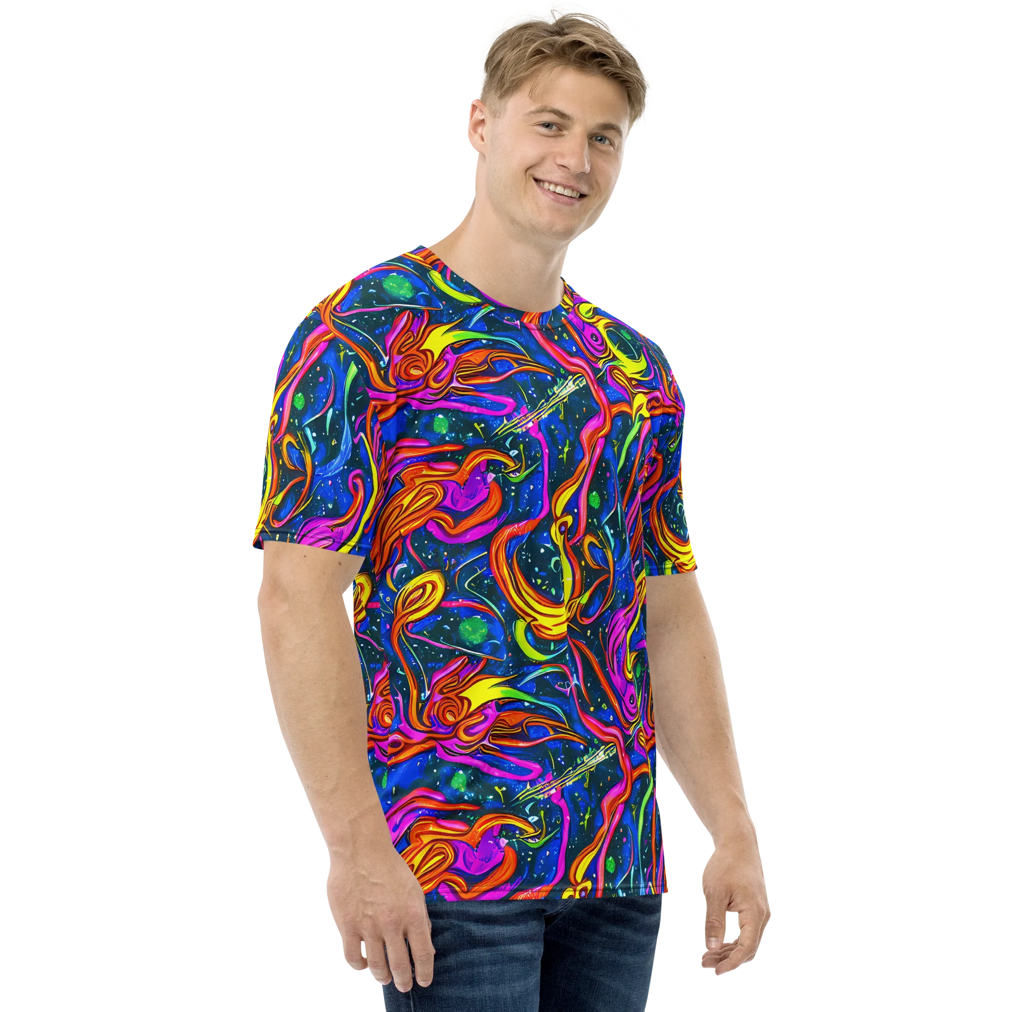 Galaxy Groove on Men's Crew Neck T-Shirt — Right