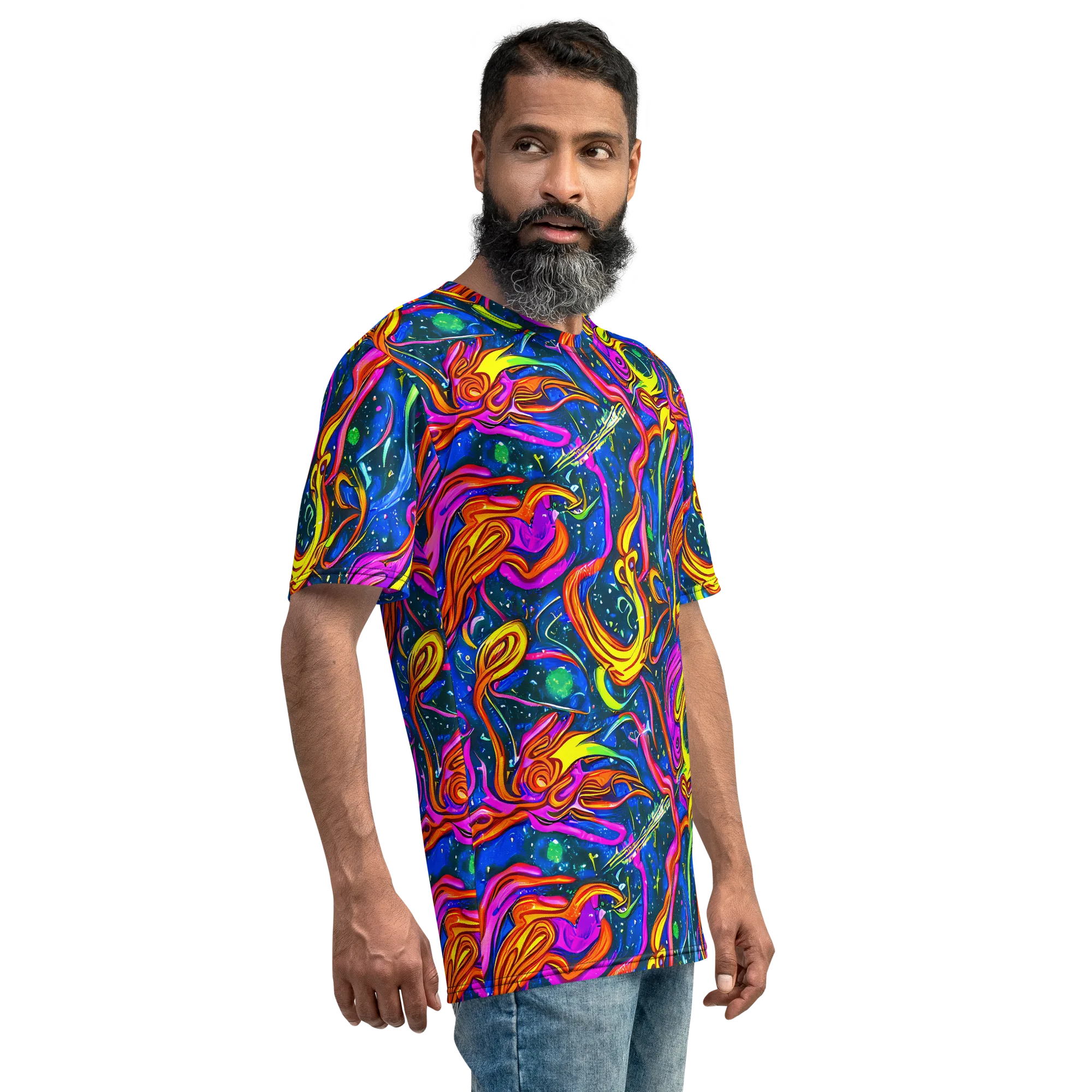 Galaxy Groove on Men's Crew Neck T-Shirt — Right