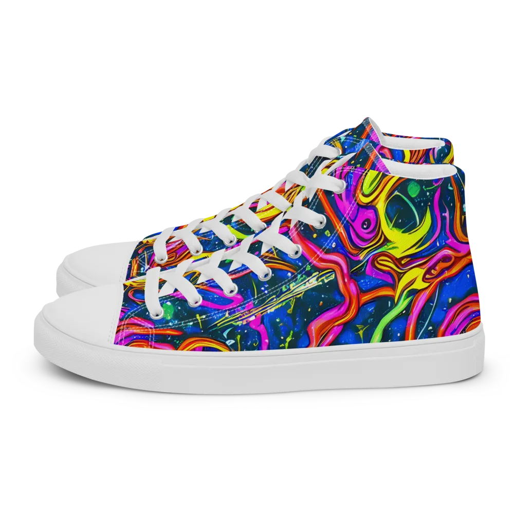 Galaxy Groove on Men's High Top Canvas Shoes — Left