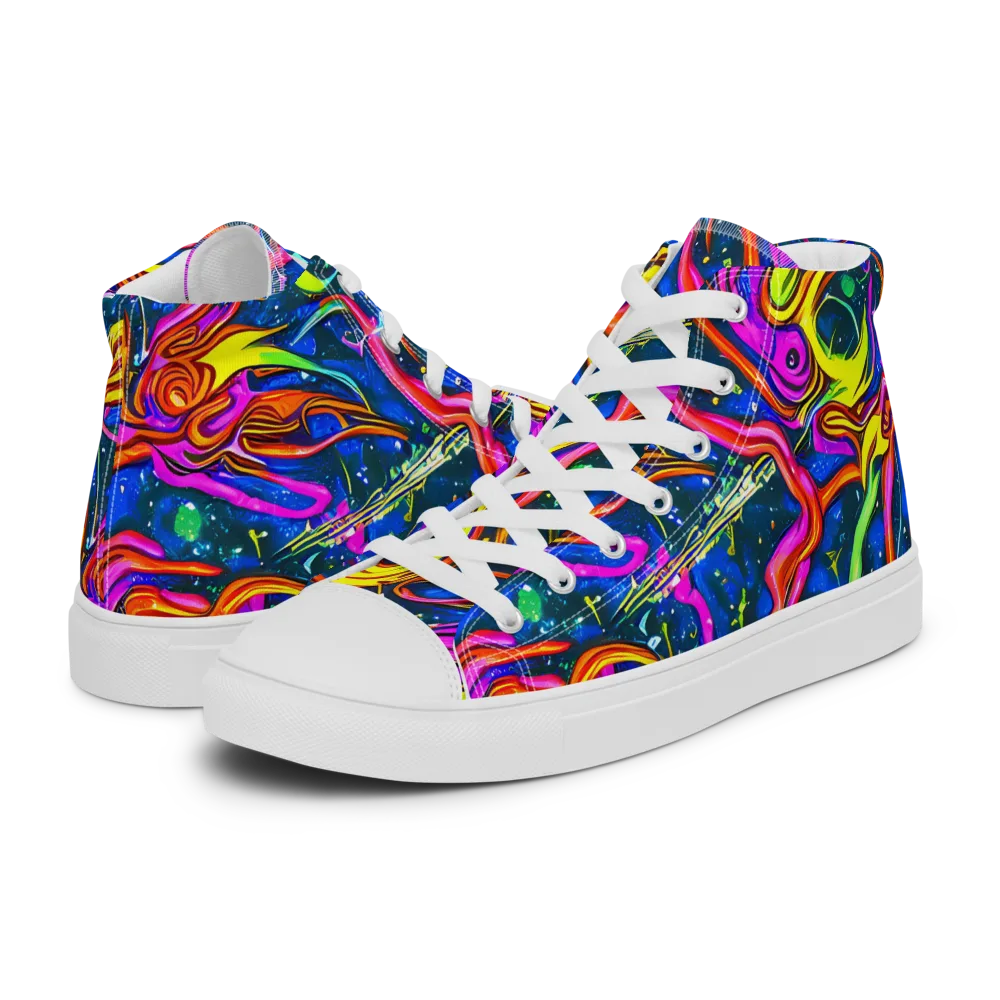 Galaxy Groove on Men's High Top Canvas Shoes — Left