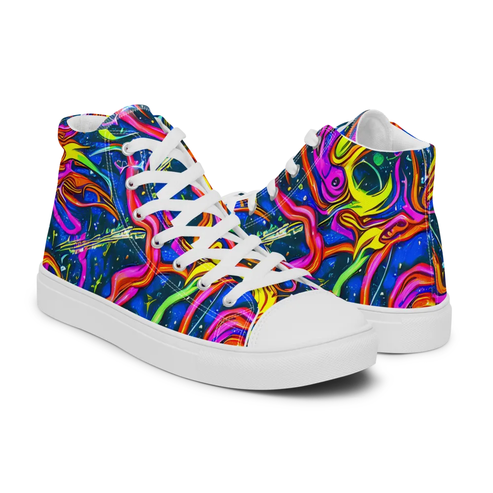 Galaxy Groove on Men's High Top Canvas Shoes — Right