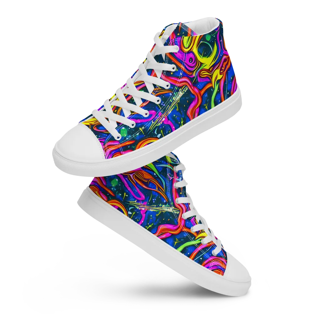 Galaxy Groove on Men's High Top Canvas Shoes — Front