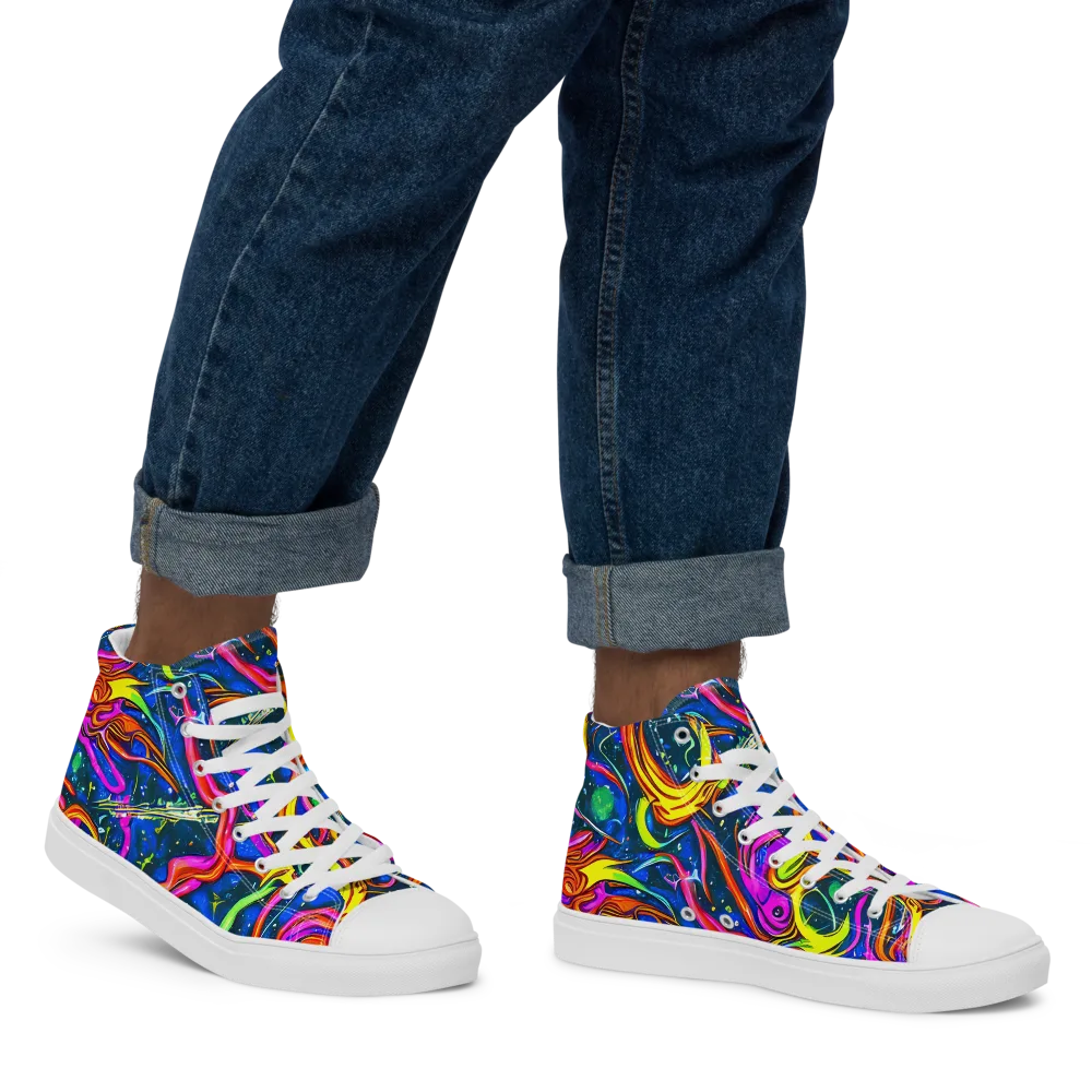Galaxy Groove on Men's High Top Canvas Shoes — Right
