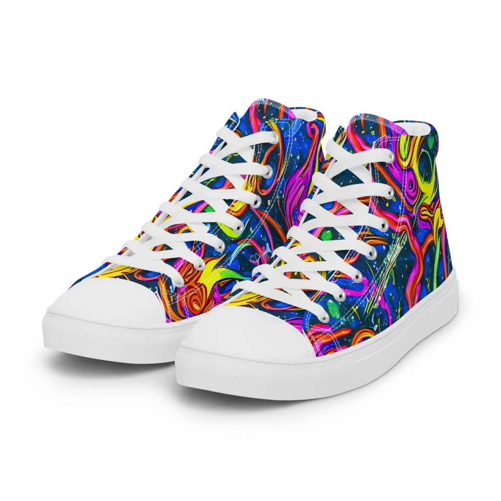 Galaxy Groove on Women's High Top Canvas Shoes — Left Front