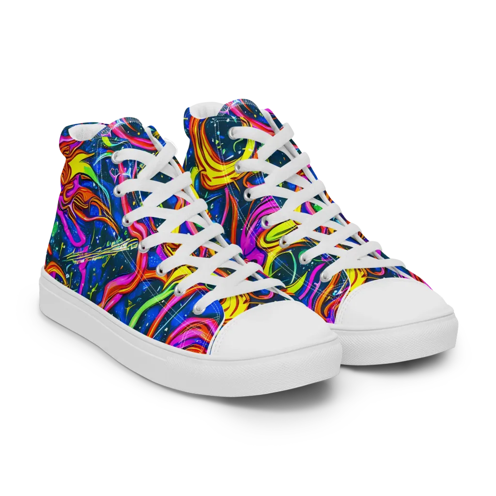 Galaxy Groove on Women's High Top Canvas Shoes — Right Front