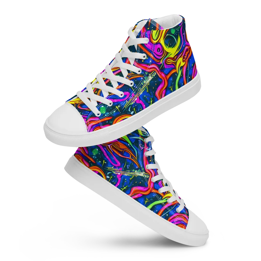 Galaxy Groove on Women's High Top Canvas Shoes — Front