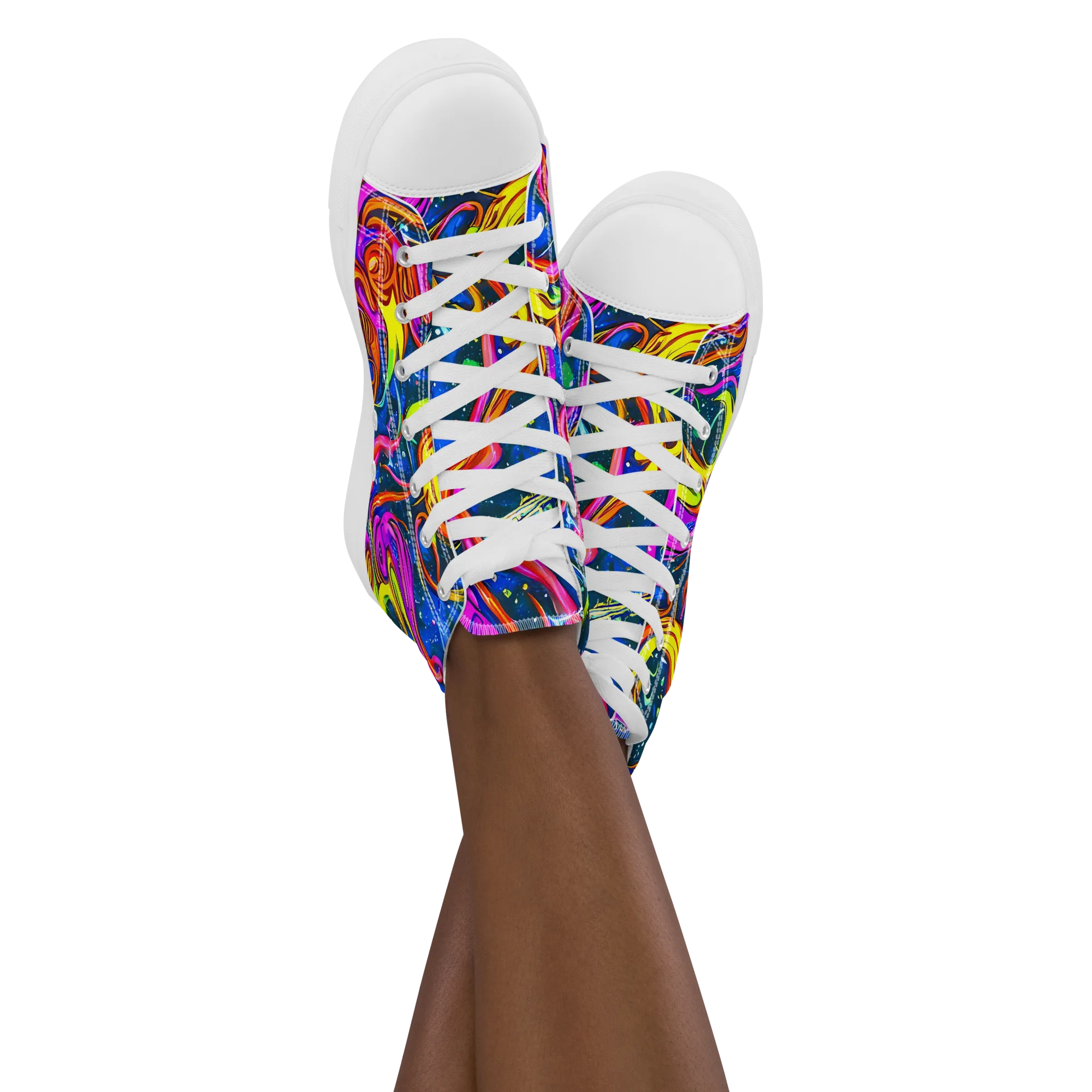 Galaxy Groove on Women's High Top Canvas Shoes — Front