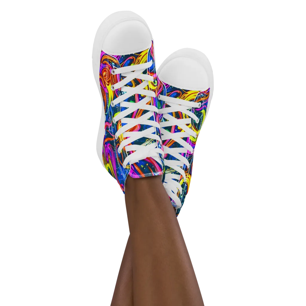 Galaxy Groove on Women's High Top Canvas Shoes — Front