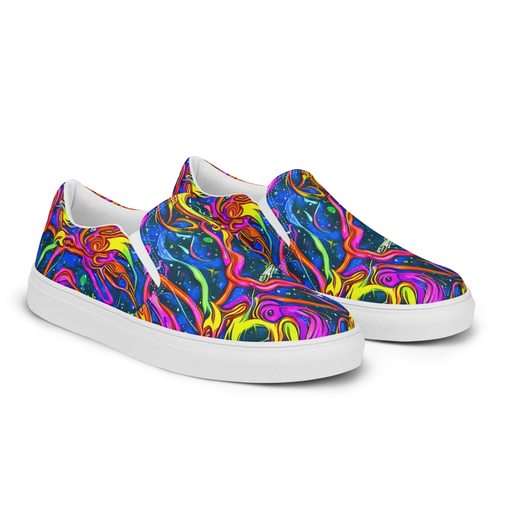 Galaxy Groove on Men's Slip-On Canvas Shoes — Right Front