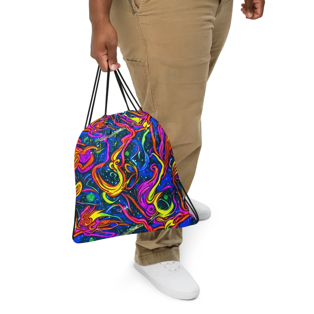 Galaxy Groove on Drawstring Bag — Front