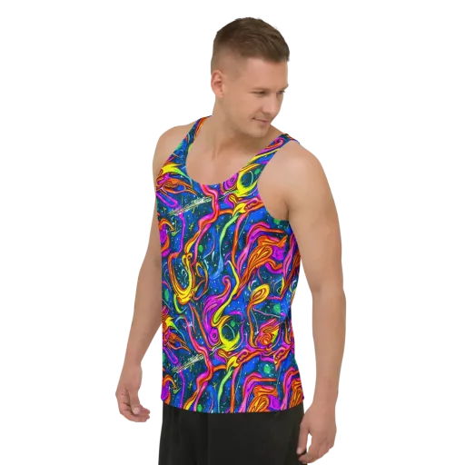 Galaxy Groove on a Men's Tank Top