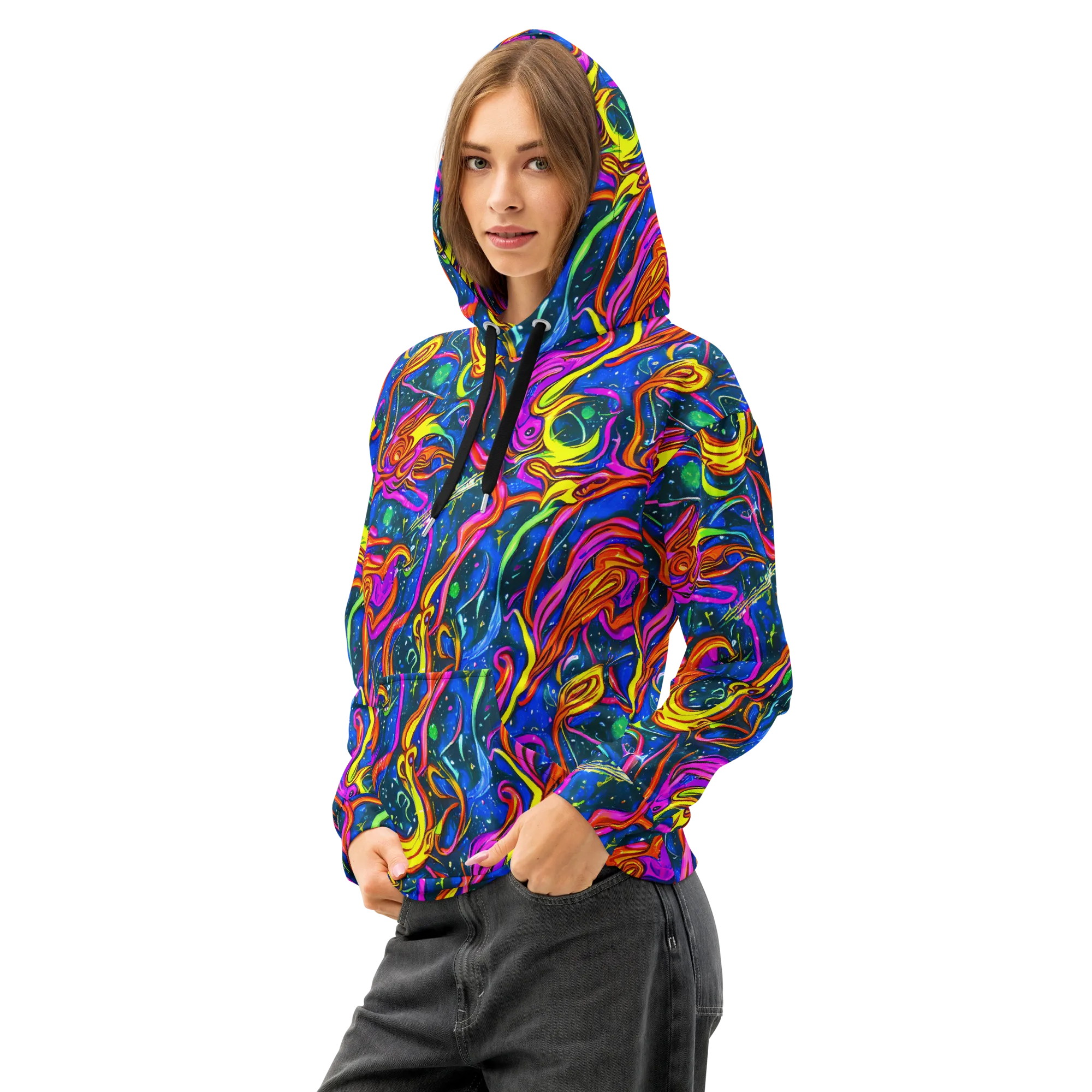 Galaxy Groove on Cotton Hoodie — Left Front