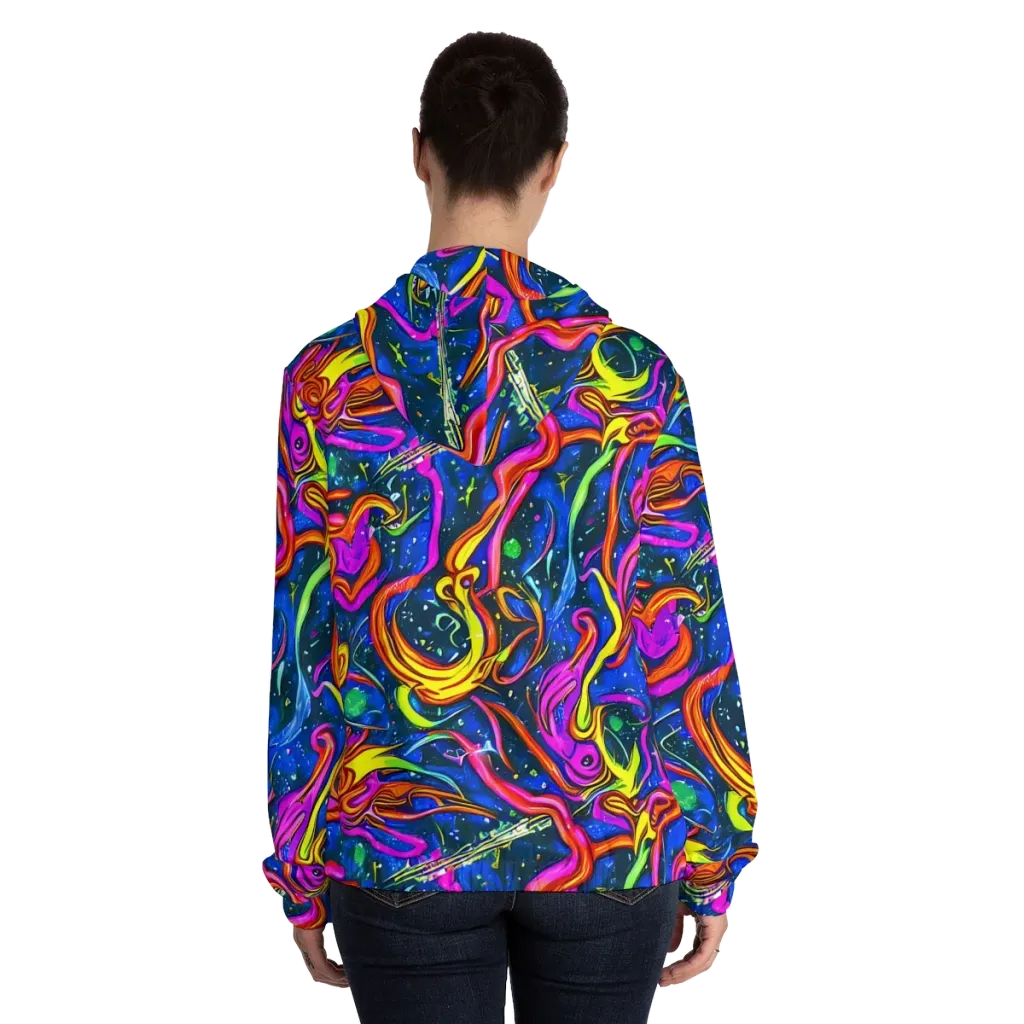 Galaxy Groove on Women's Full-Zip Hoodie — Back On Person