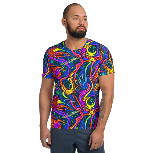 Galaxy Groove on a Men's Athletic T-Shirt