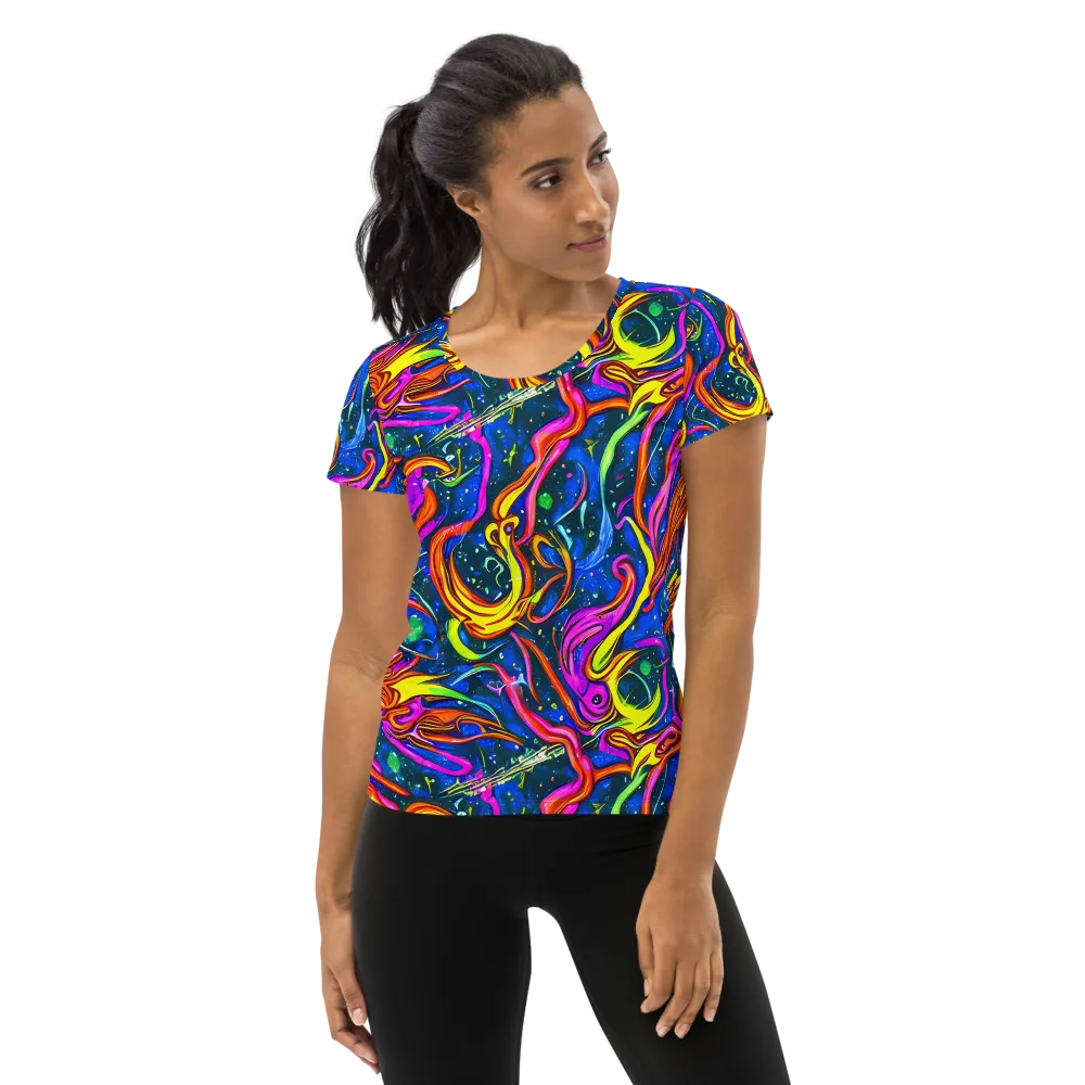 Galaxy Groove on Women's Athletic T-Shirt — Front