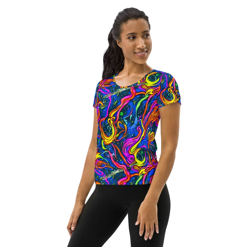 Galaxy Groove on Women's Athletic T-Shirt — Left