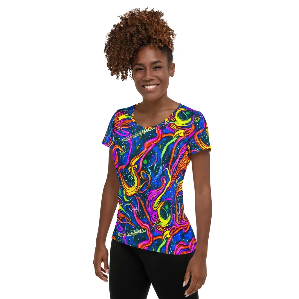 Galaxy Groove on Women's Athletic T-Shirt — Left