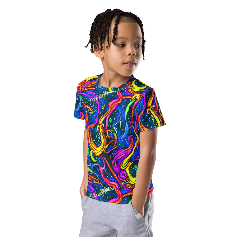 Galaxy Groove on Kids Crew Neck T-Shirt — Left Front