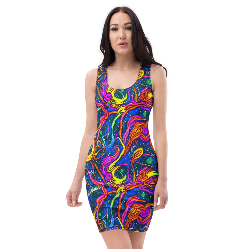 Galaxy Groove on Bodycon Dress — Front