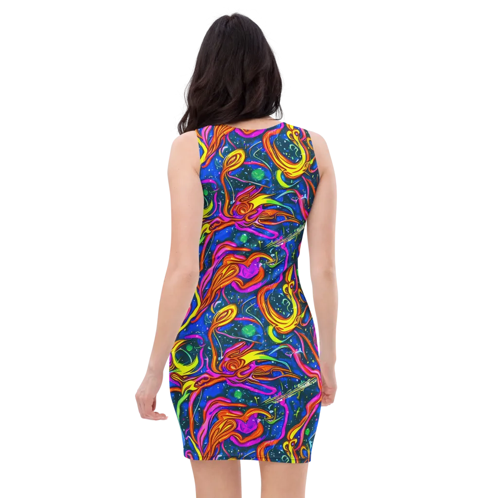 Galaxy Groove on Bodycon Dress — Back