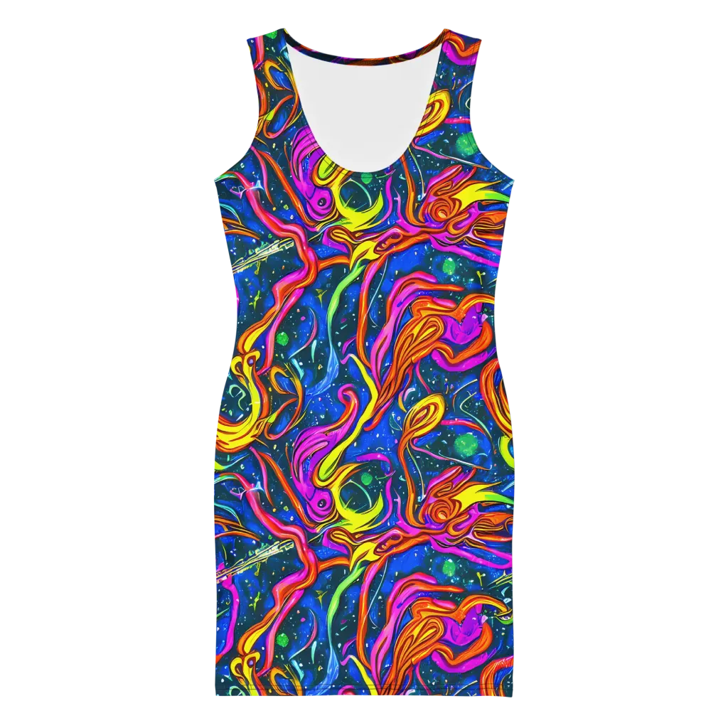 Galaxy Groove on Bodycon Dress — Front