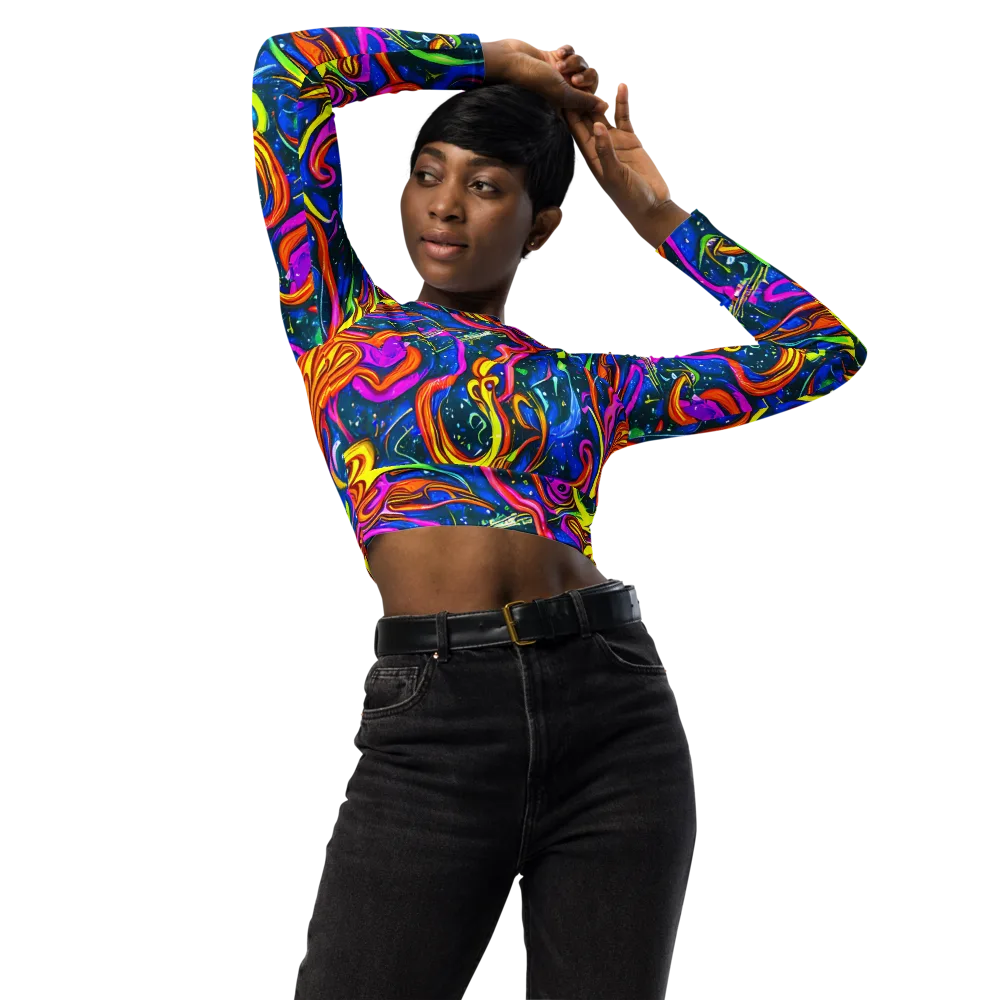 Galaxy Groove on Long Sleeve Crop Top — Front