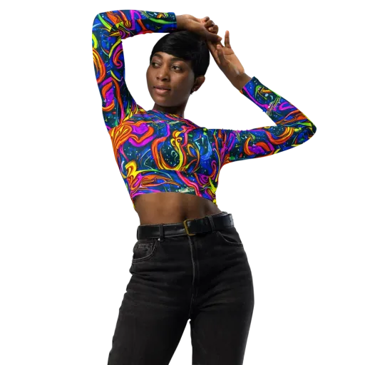Galaxy Groove on a Long Sleeve Crop Top