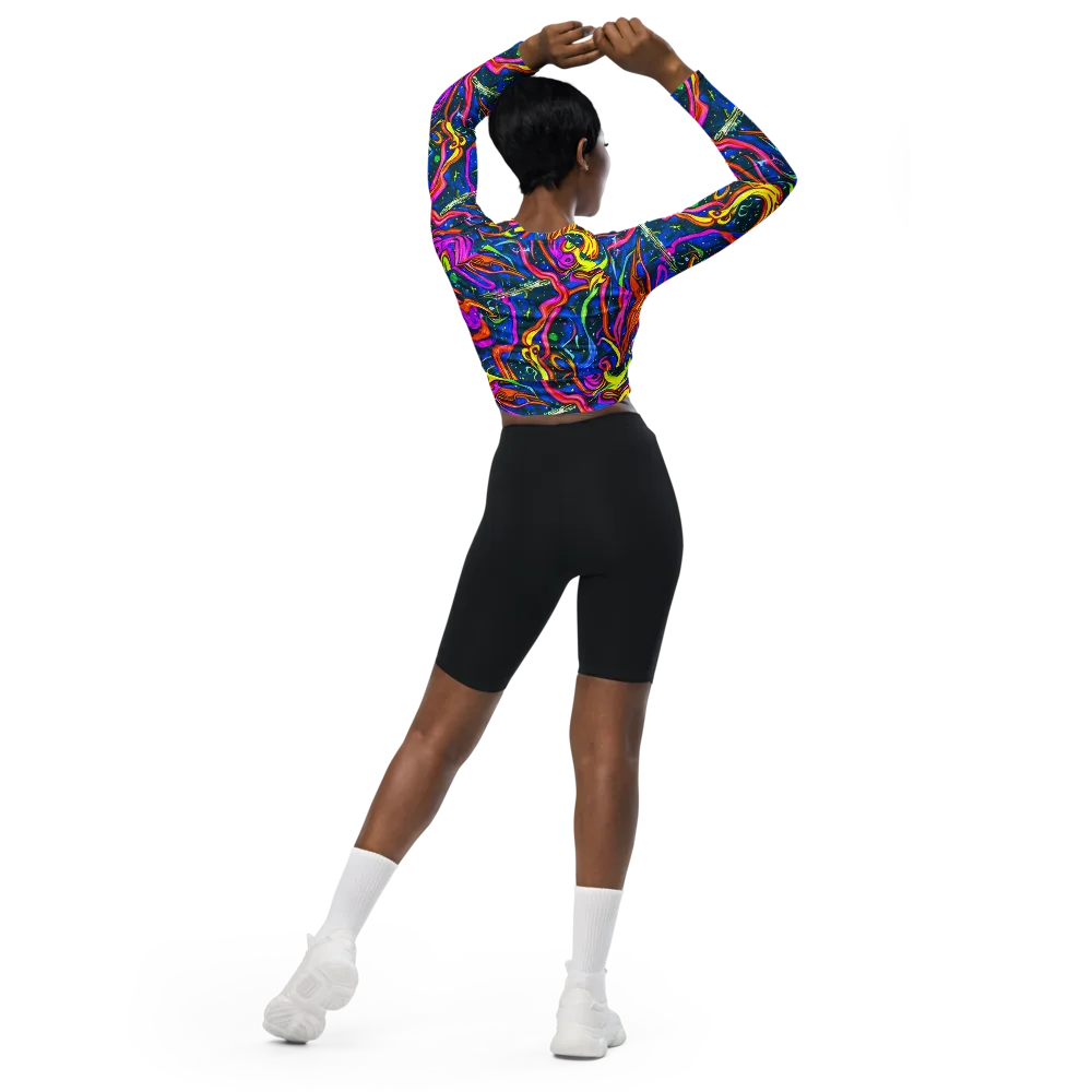 Galaxy Groove on Long Sleeve Crop Top — Back