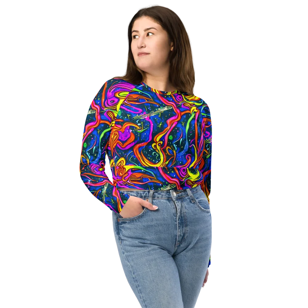 Galaxy Groove on Long Sleeve Crop Top — Front