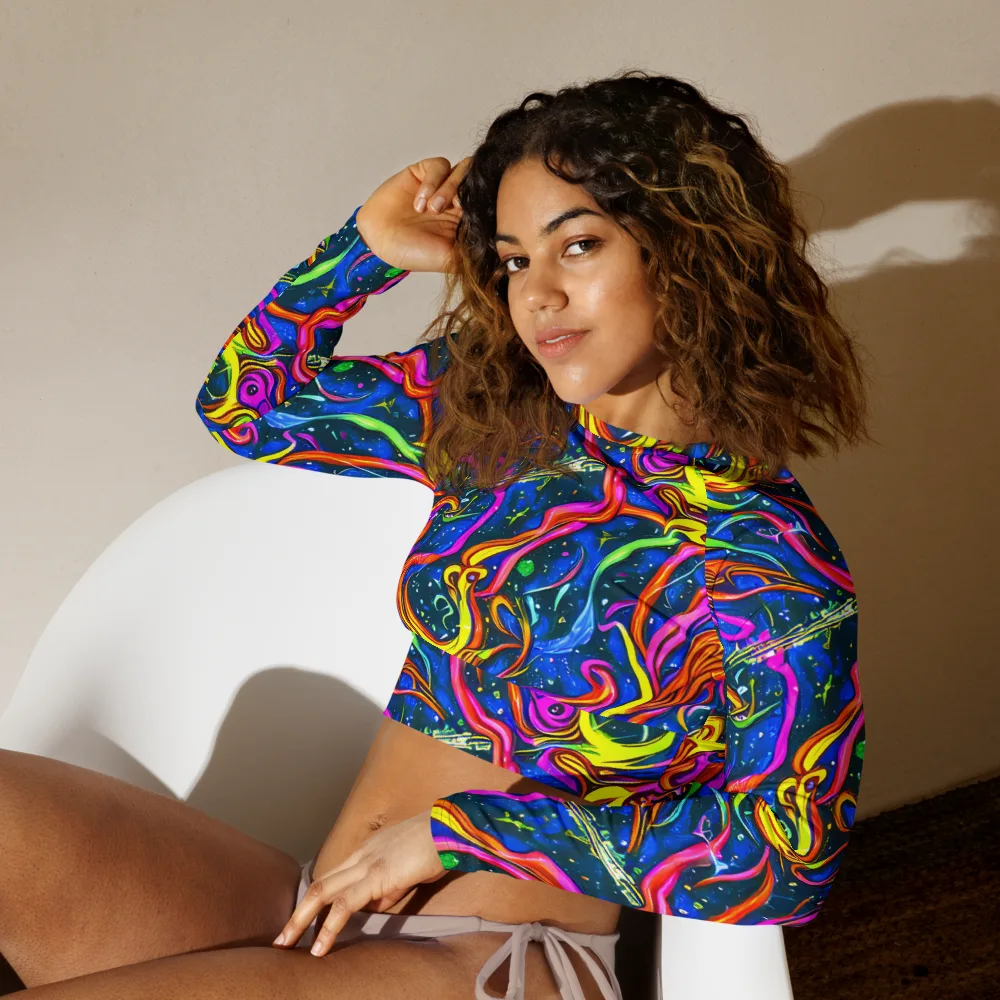 Galaxy Groove on Long Sleeve Crop Top — Left Front