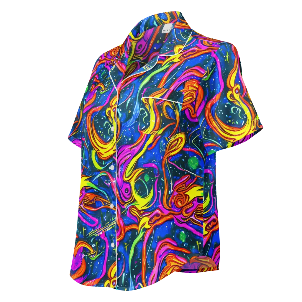 Galaxy Groove on Women's Short Sleeve Pajama Top — Left Front