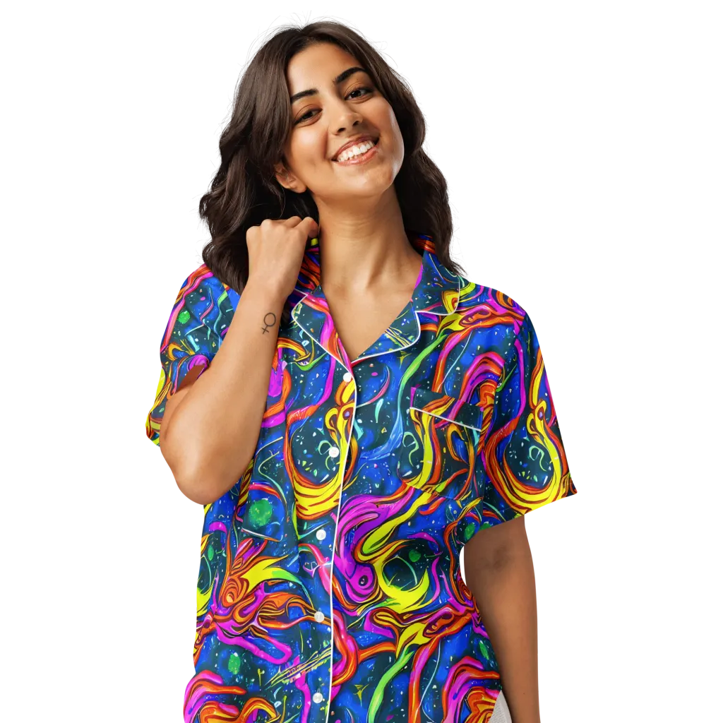 Galaxy Groove on Women's Short Sleeve Pajama Top — Front