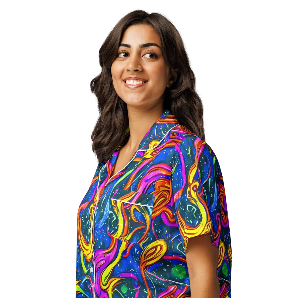 Galaxy Groove on Women's Short Sleeve Pajama Top — Left Front