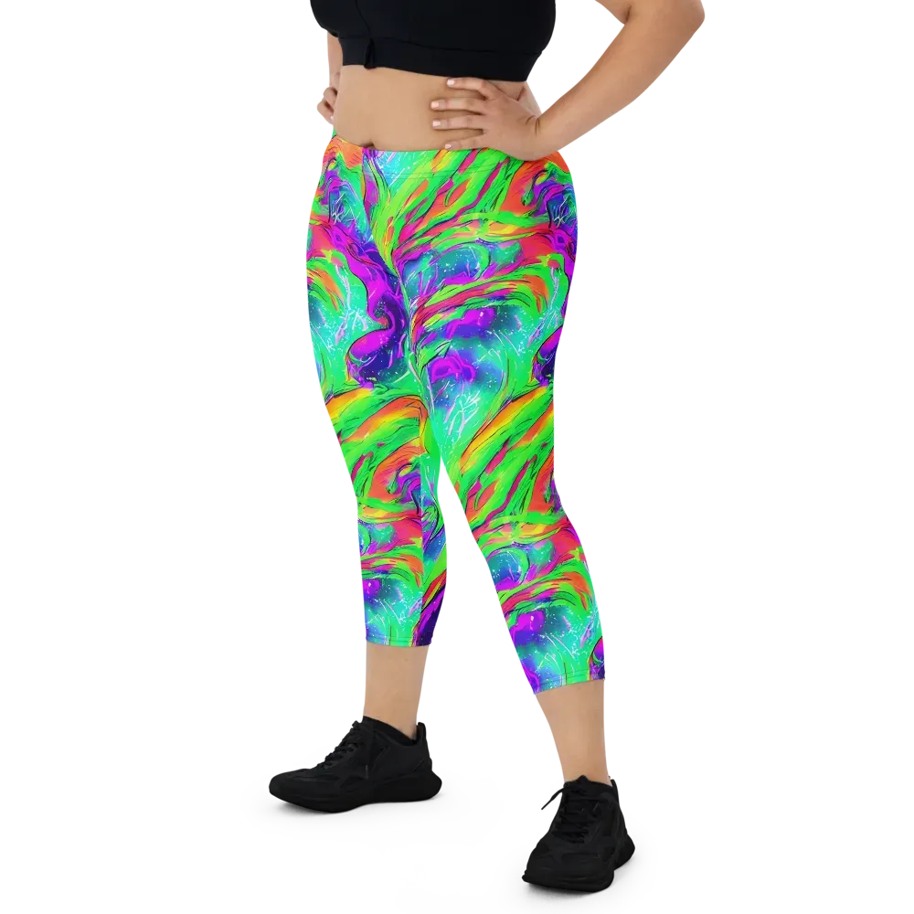 Ultraviolet Splash on Capri Leggings — Front