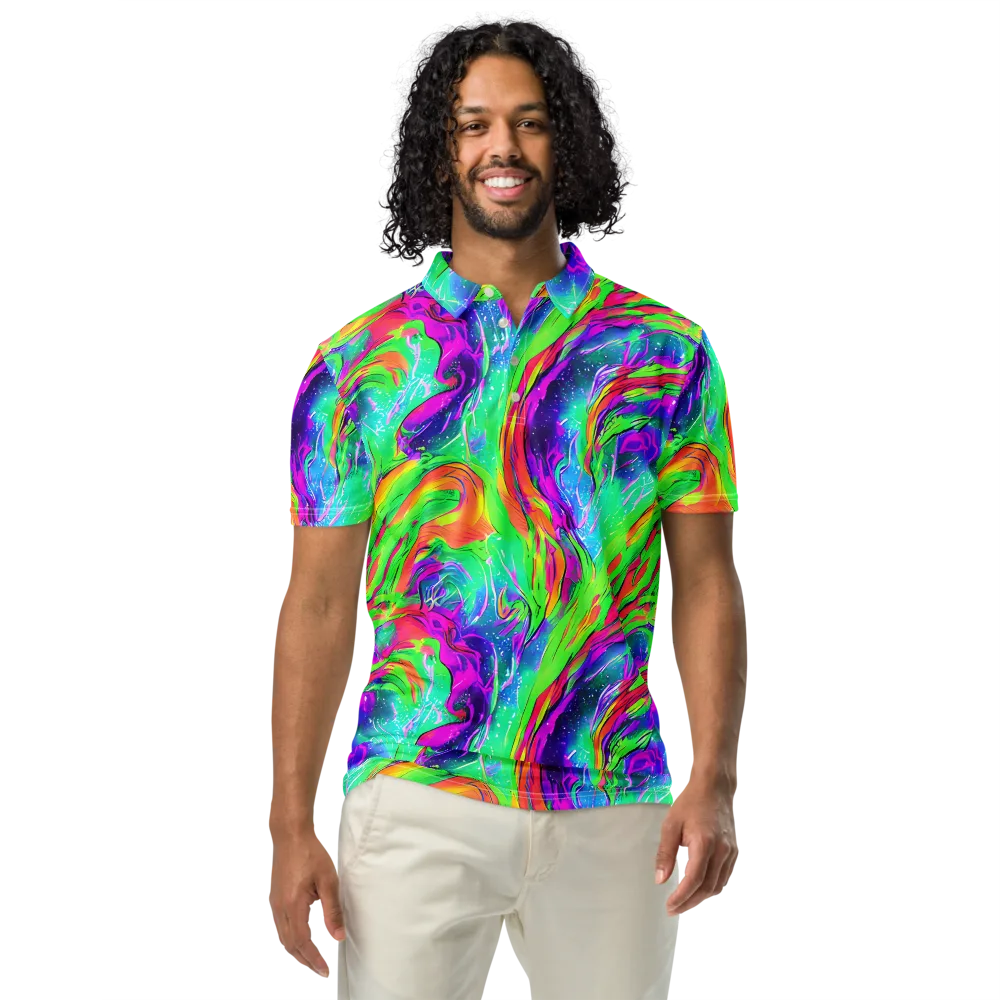 Ultraviolet Splash on Men's Slim Fit Polo Shirt — Front