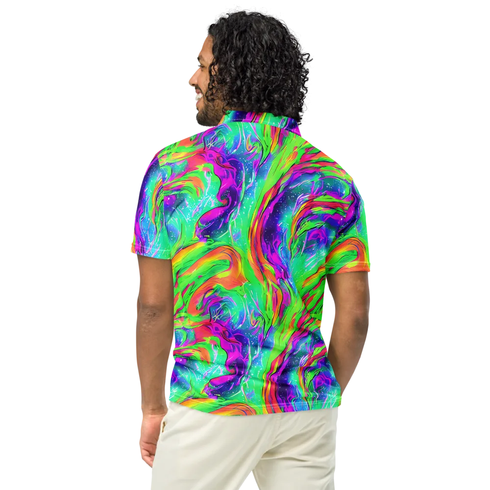 Ultraviolet Splash on Men's Slim Fit Polo Shirt — Back