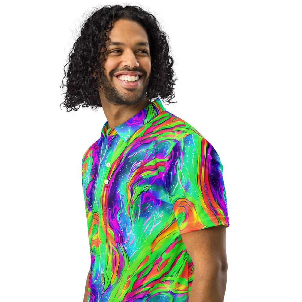 Ultraviolet Splash on Men's Slim Fit Polo Shirt — Left Front