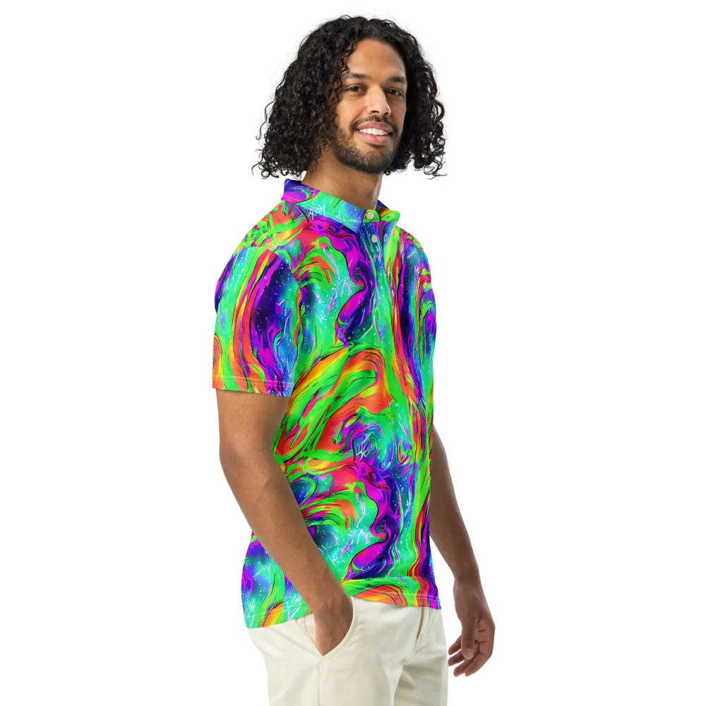 Ultraviolet Splash on Men's Slim Fit Polo Shirt — Right Front